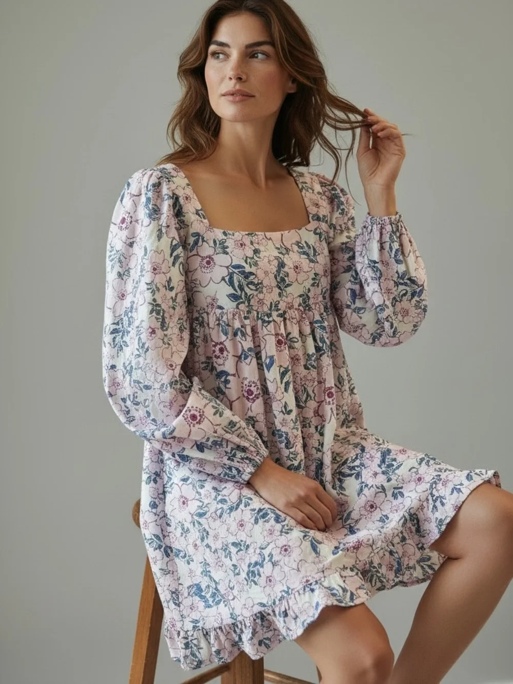 ANTHROPOLOGIE JACQUIE THE LABEL Pink Floral Cotton Babydoll Dress